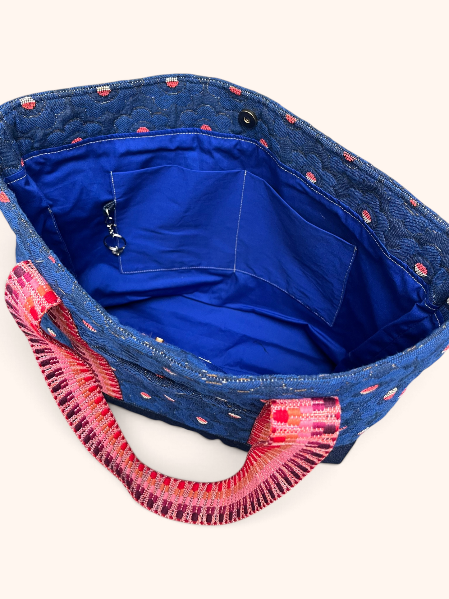 Cabas Jacquard Fleurs Bleues