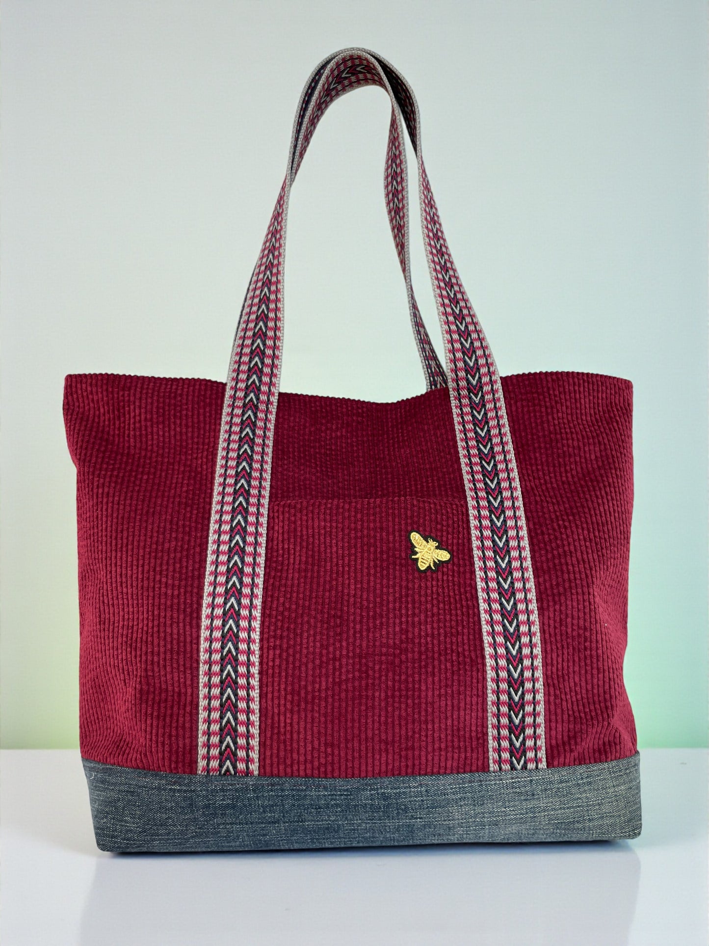 Cabas Velours Bordeaux