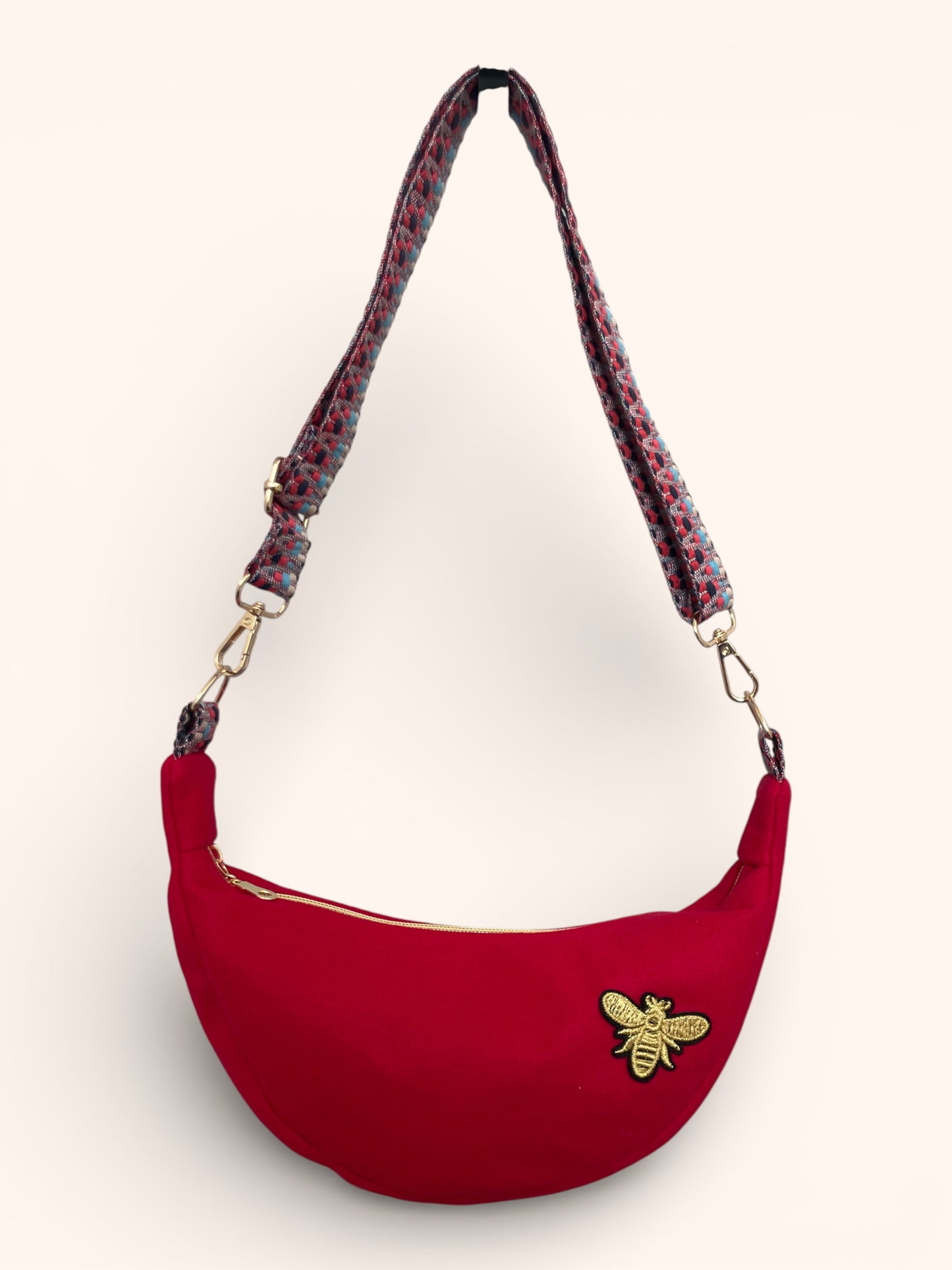 Sac Demi Lune Lainage Rouge