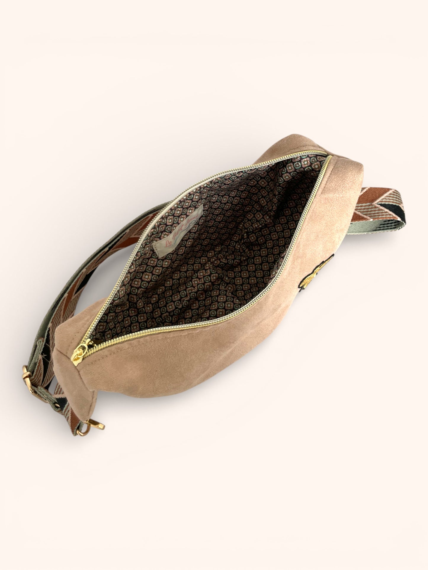 Sac Demi Lune Suédine Beige