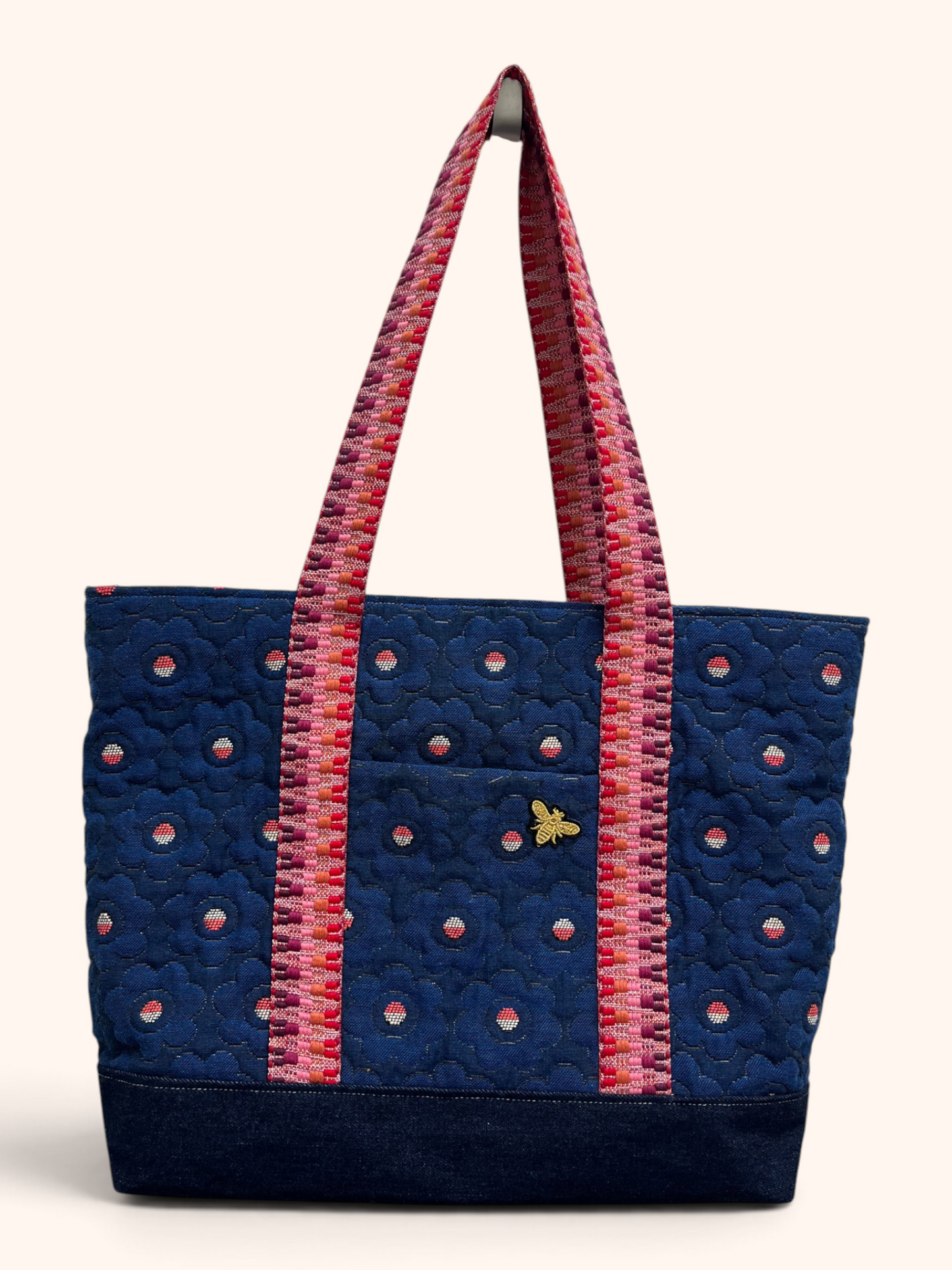 Cabas Jacquard Fleurs Bleues