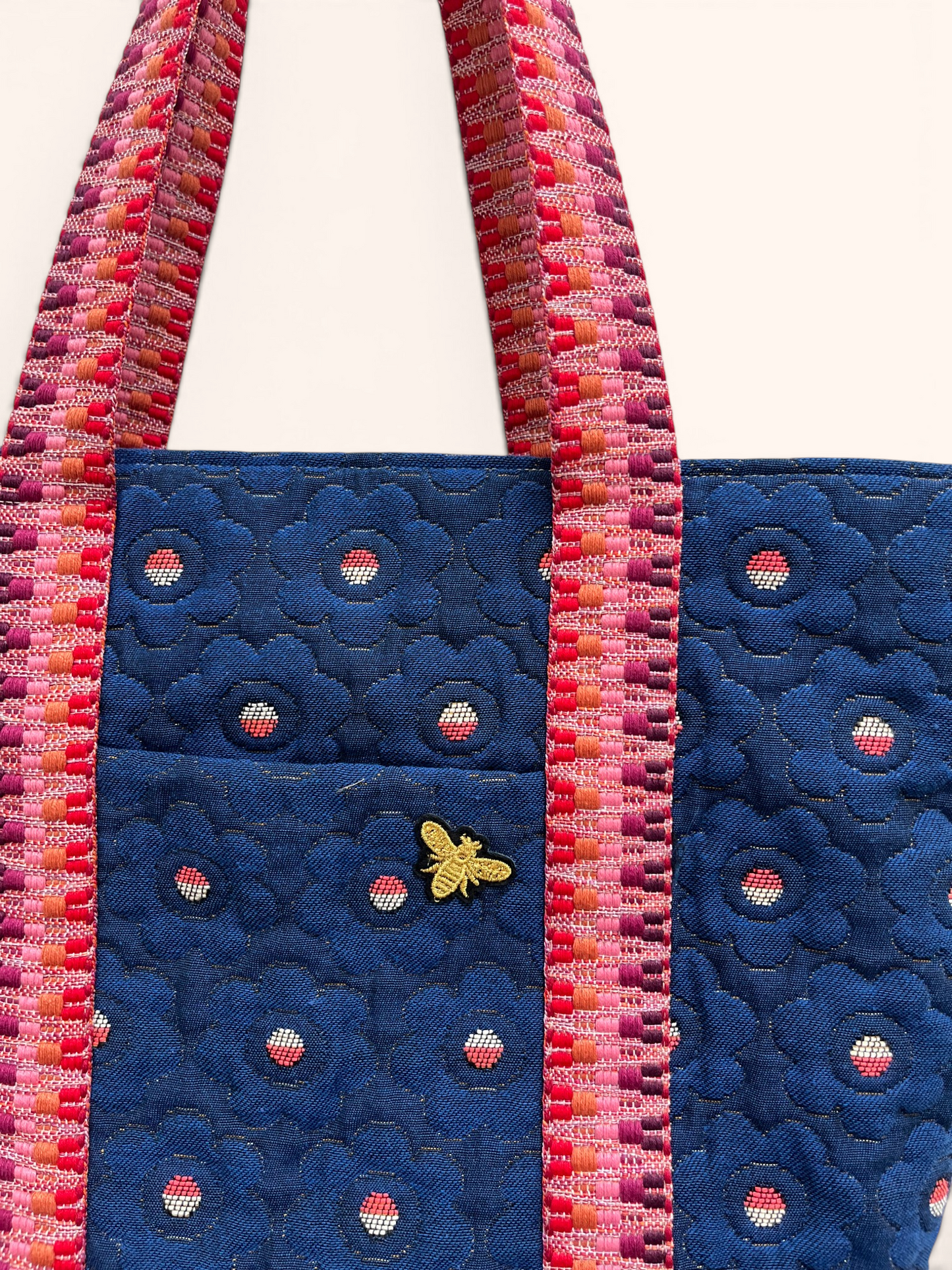 Cabas Jacquard Fleurs Bleues