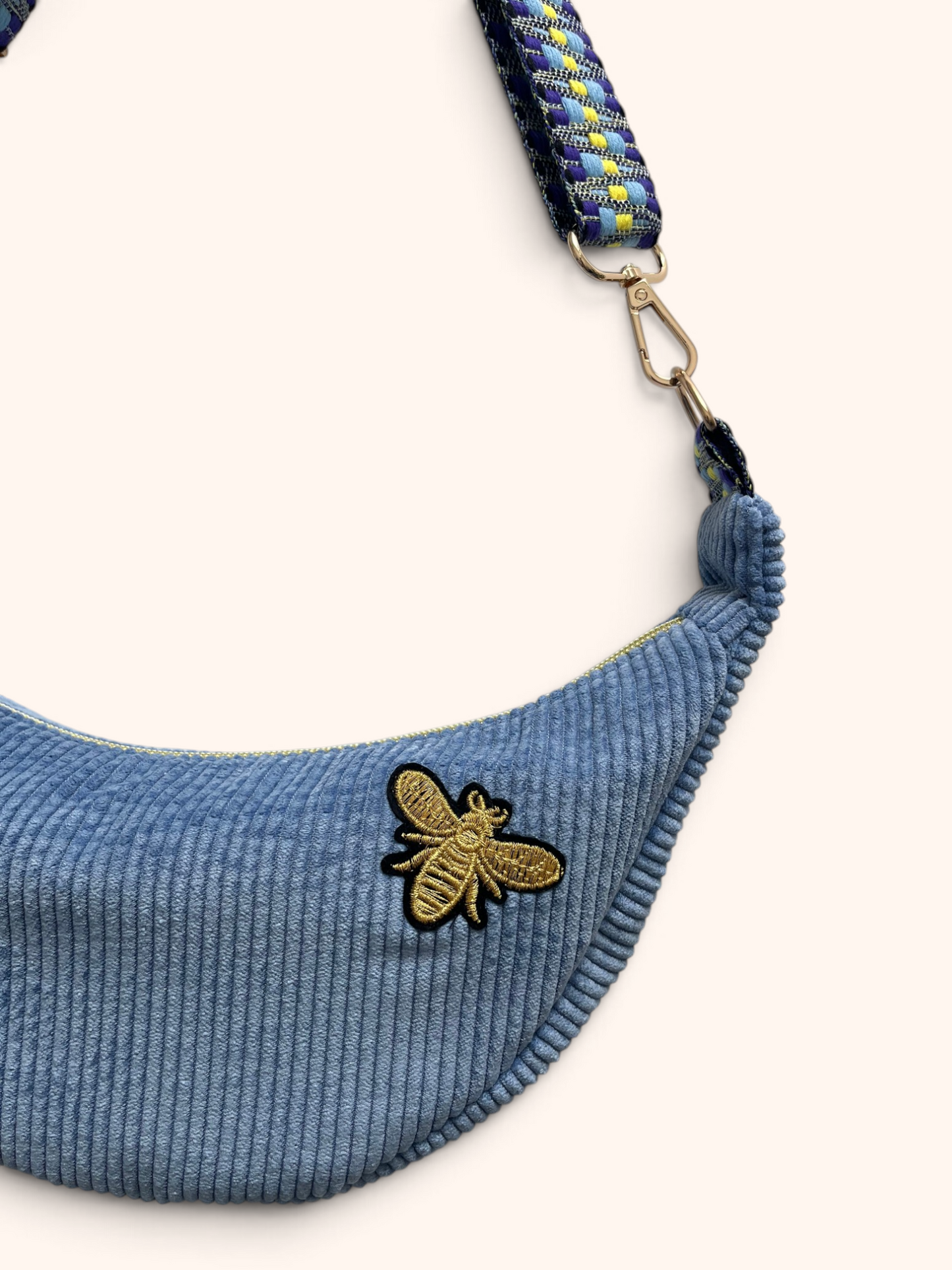 Sac Demi Lune Velours bleu
