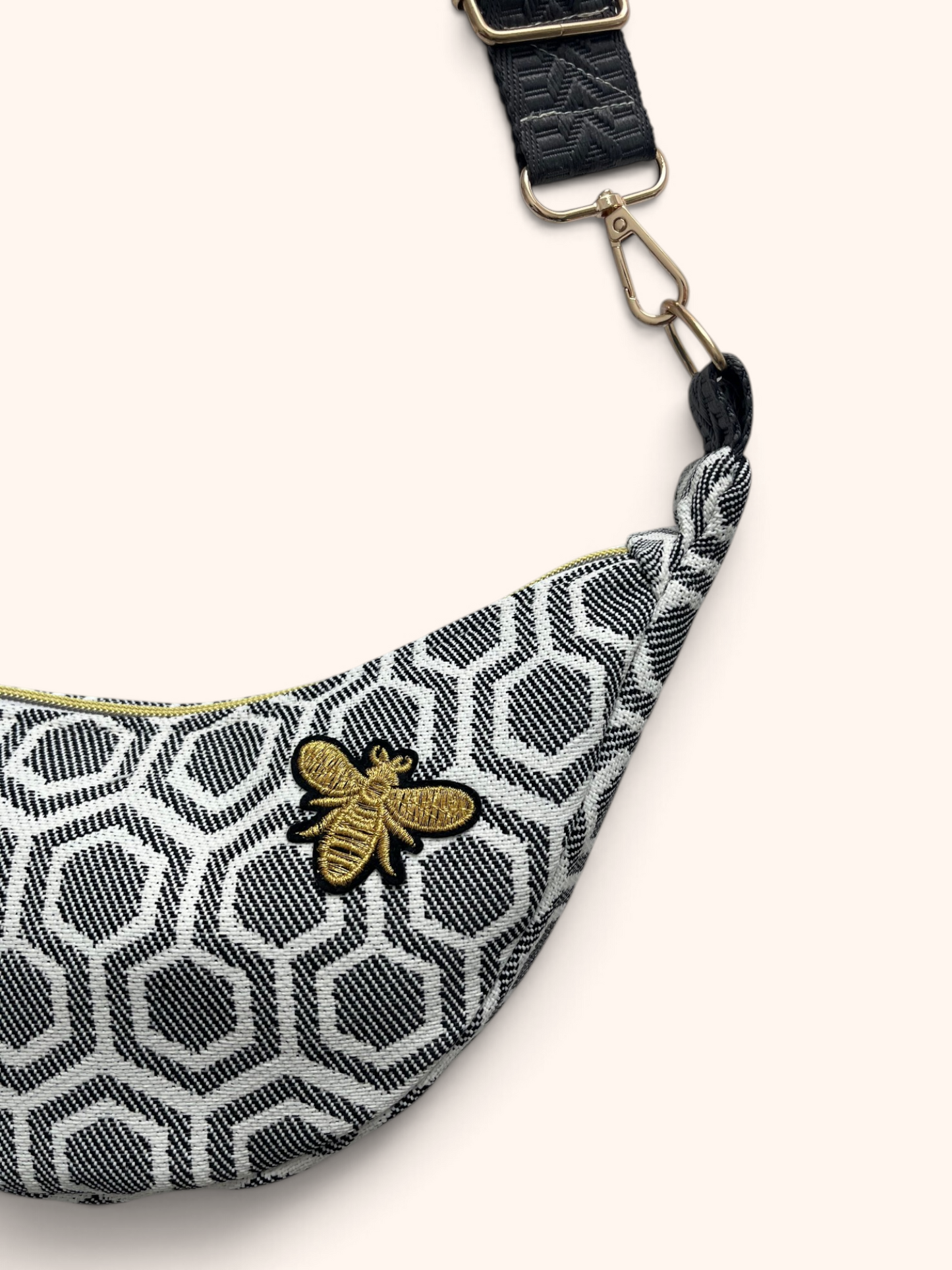 Sac Demi Lune Carreaux Blanc/Noir