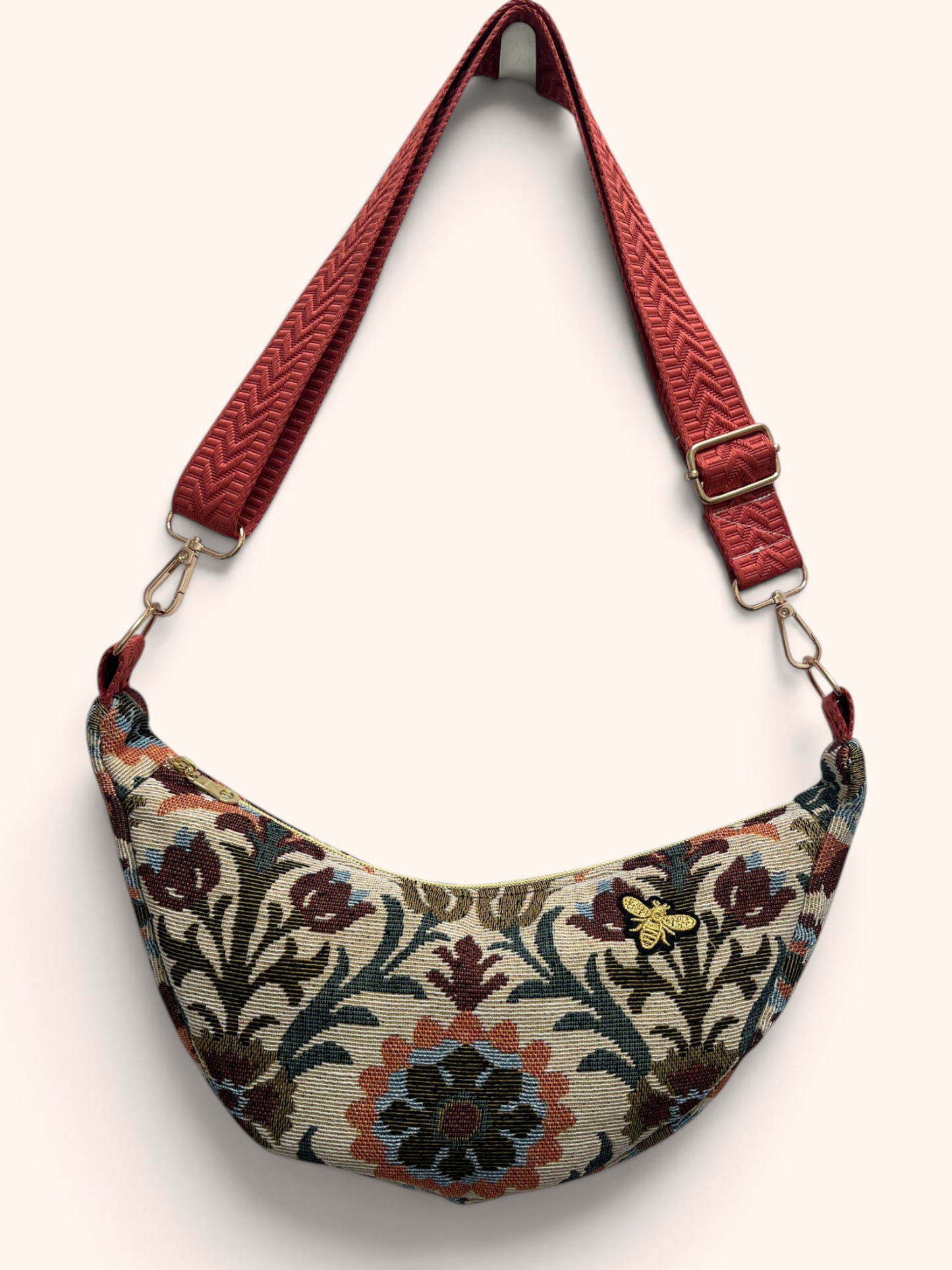 Sac Demi Lune Jacquard Fleurs d'automne