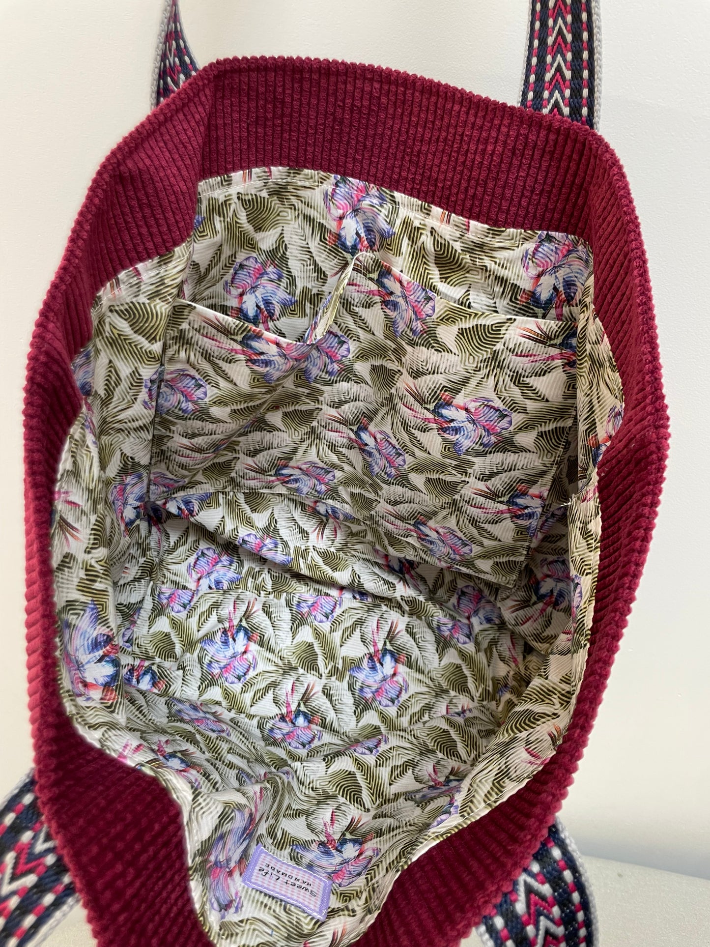 Cabas Velours Bordeaux