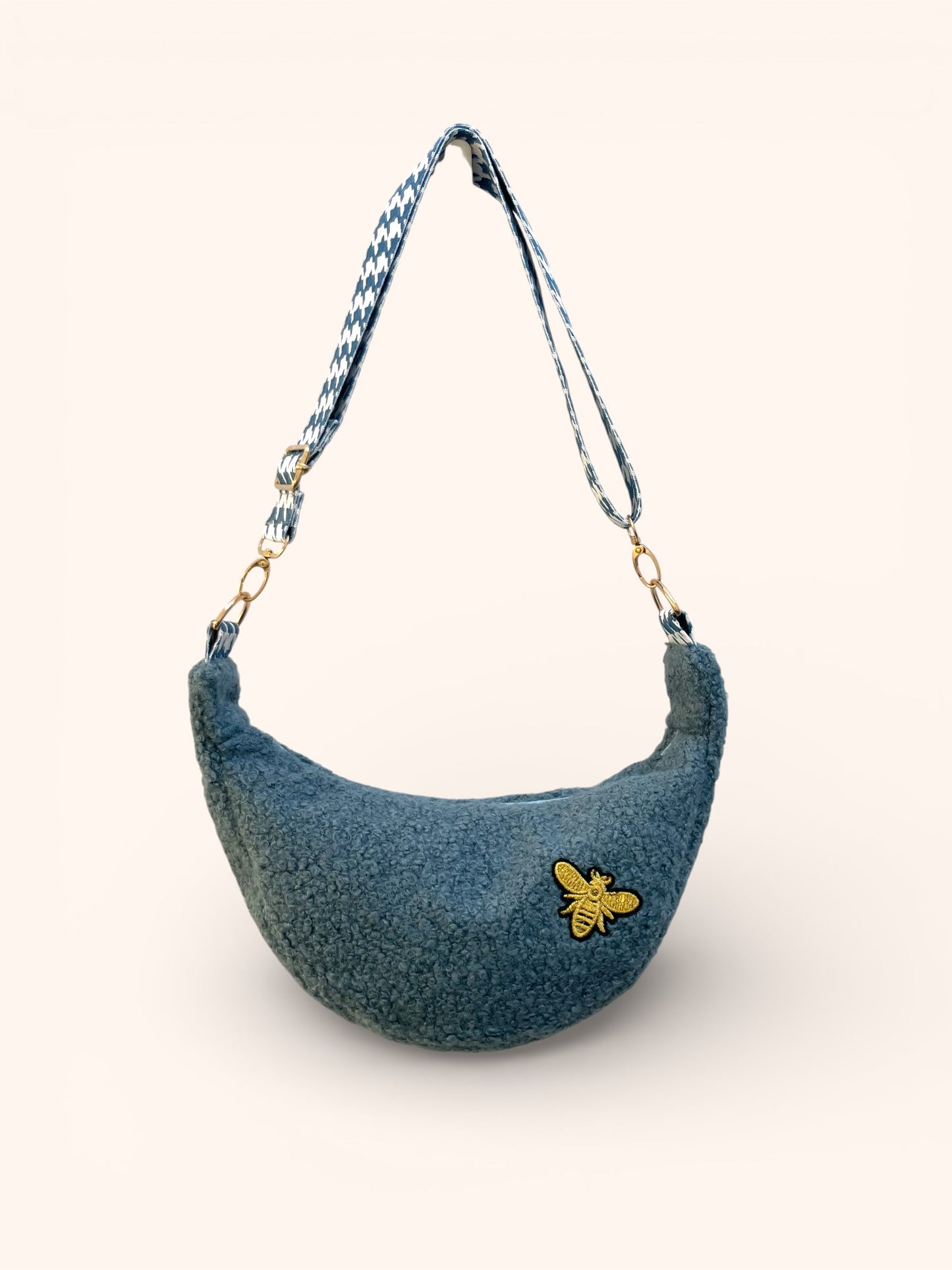Sac Demi Lune Bouclette Bleu