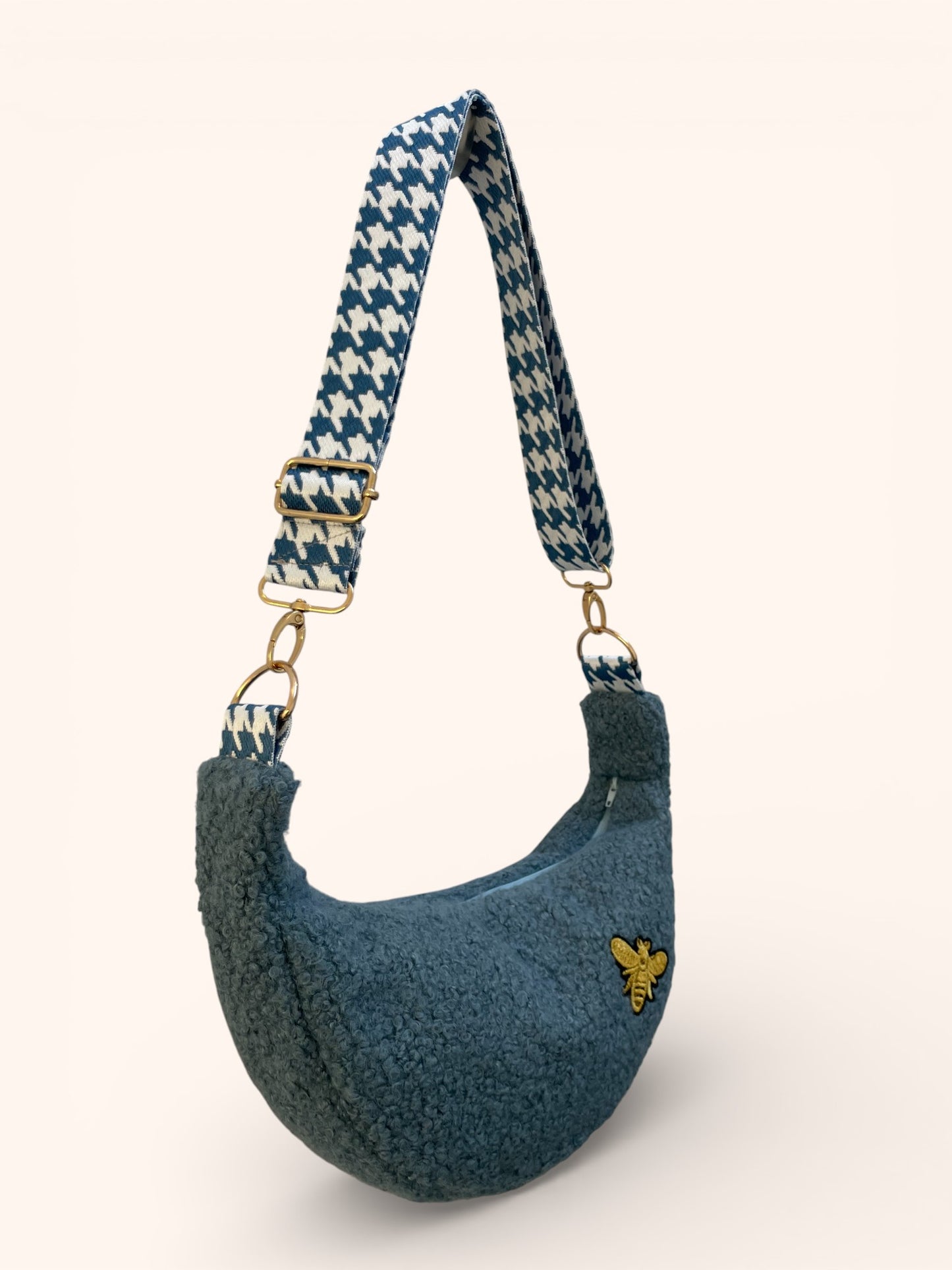 Sac Demi Lune Bouclette Bleu