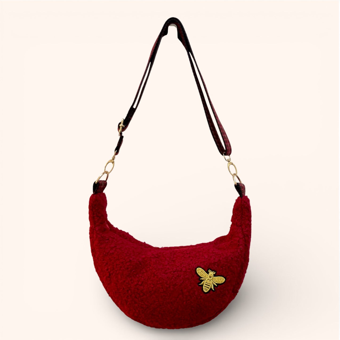 Sac Demi Lune bouclette Rouge