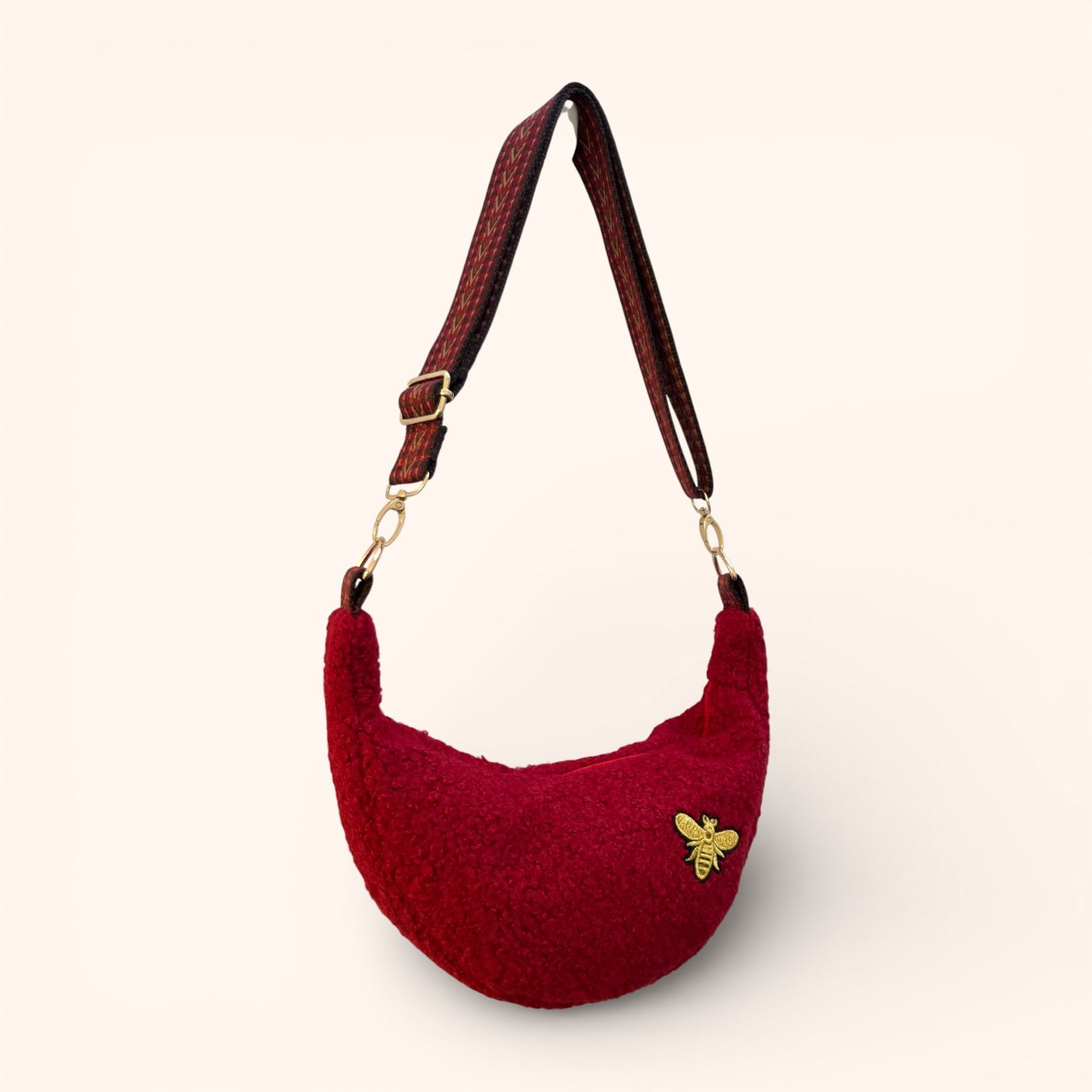 Sac Demi Lune bouclette Rouge