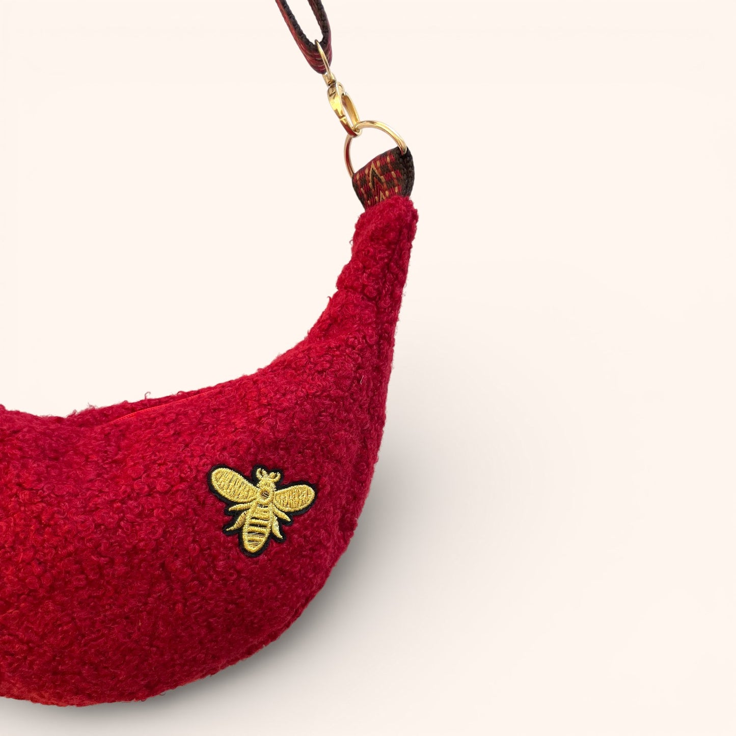 Sac Demi Lune bouclette Rouge