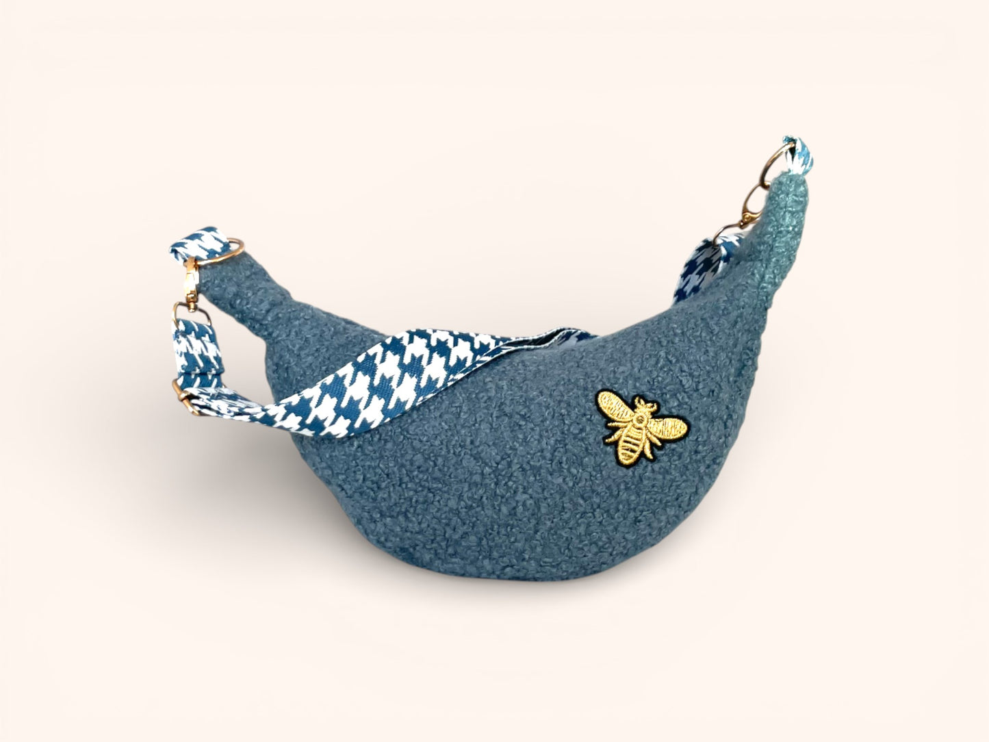 Sac Demi Lune Bouclette Bleu