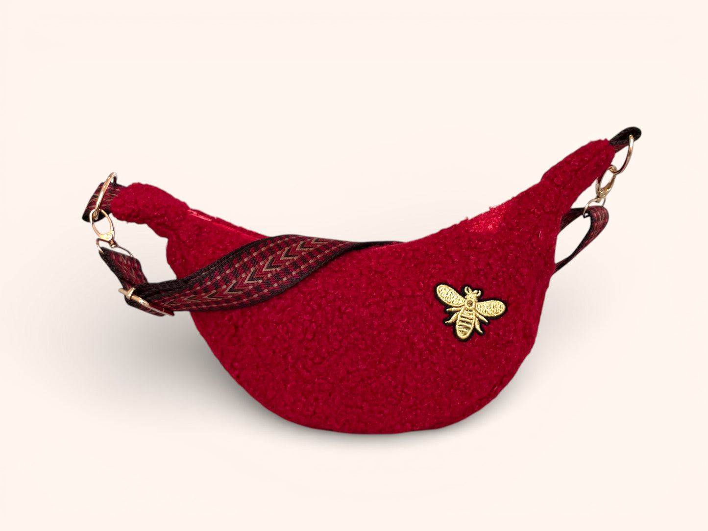 Sac Demi Lune bouclette Rouge