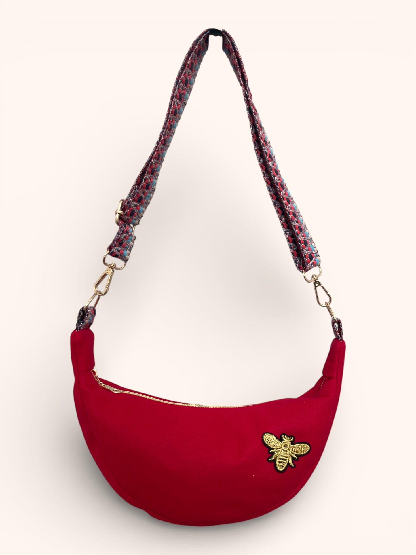 Sac Demi Lune Lainage Rouge