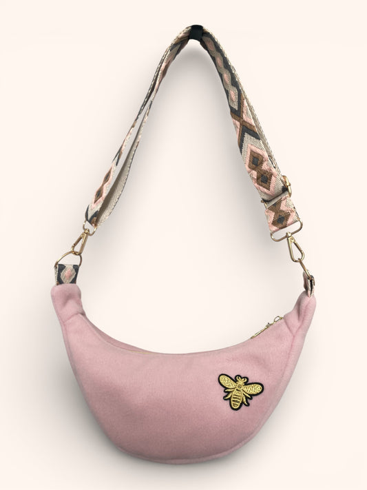 Sac Demi Lune Lainage Rose