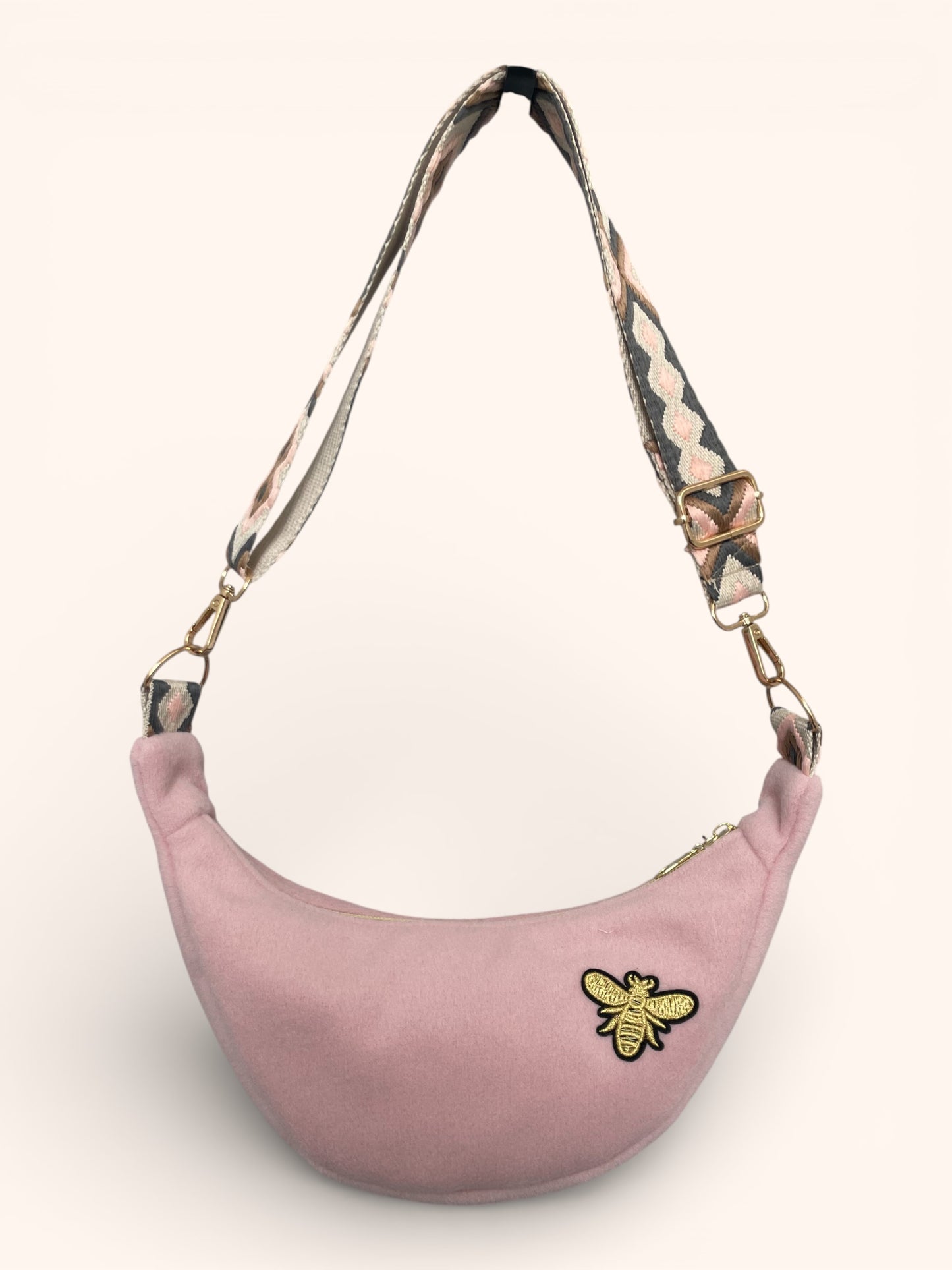 Sac Demi Lune Lainage Rose