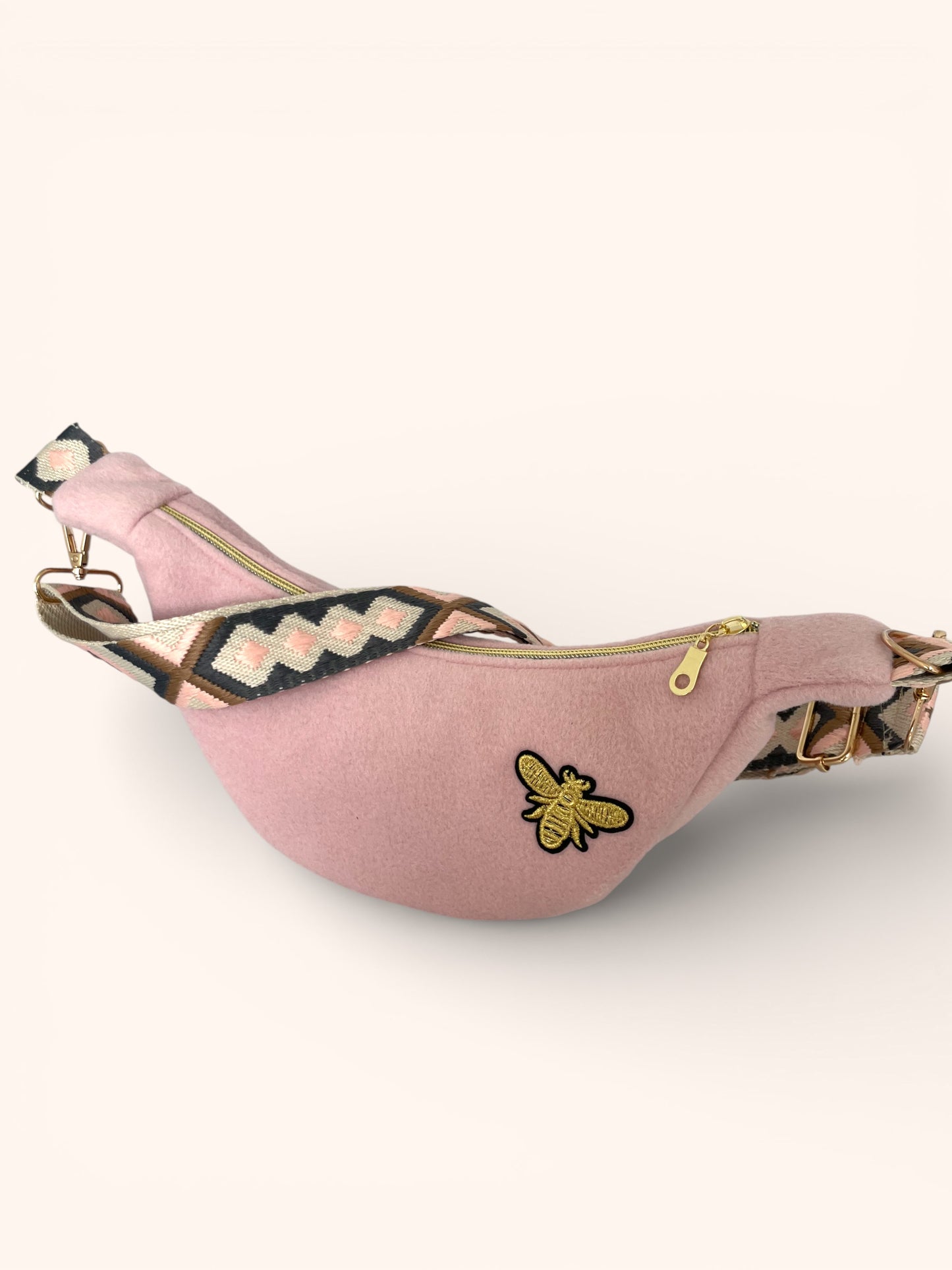 Sac Demi Lune Lainage Rose