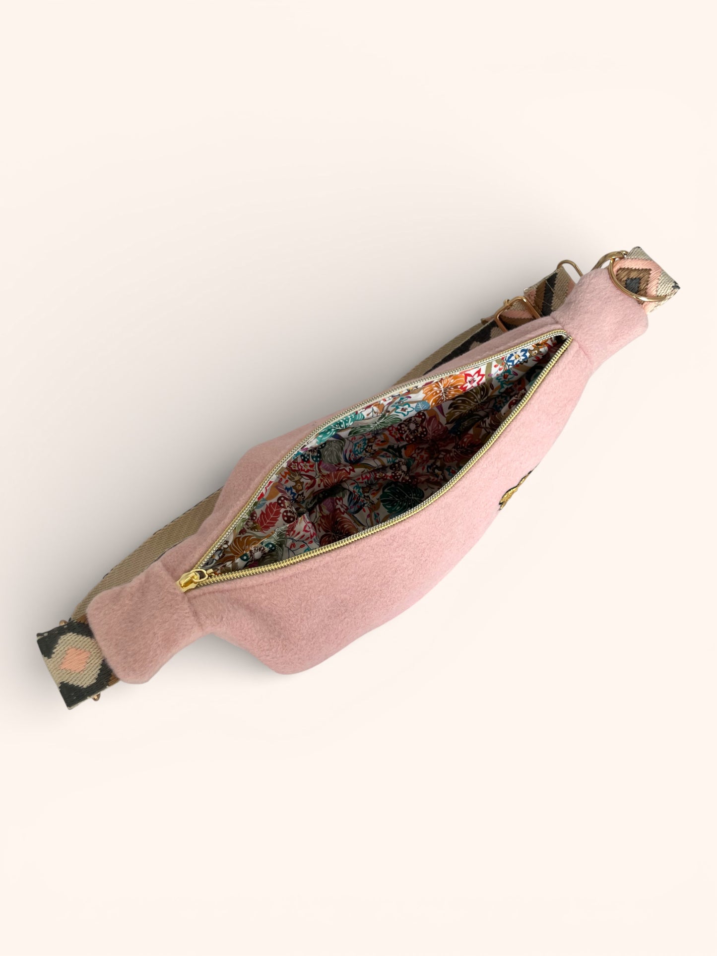 Sac Demi Lune Lainage Rose