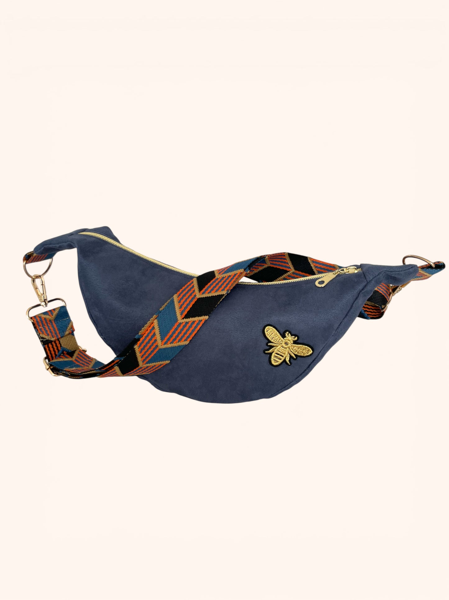 Sac Demi Lune Suédine Bleu