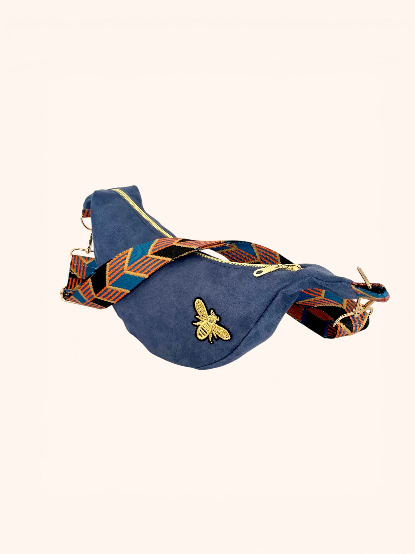 Sac Demi Lune Suédine Bleu