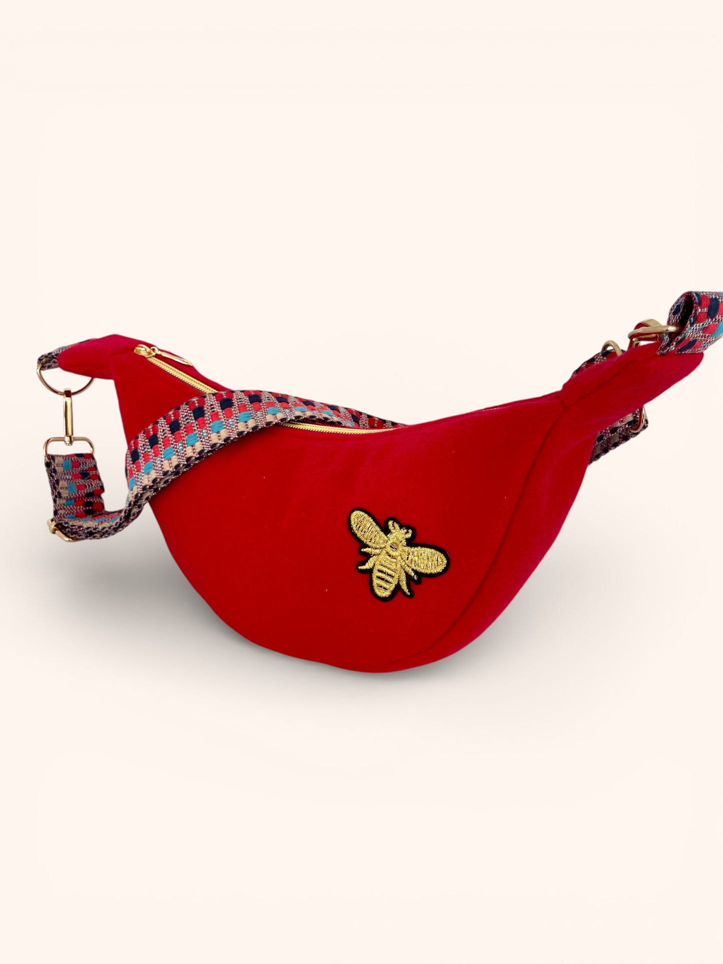 Sac Demi Lune Lainage Rouge