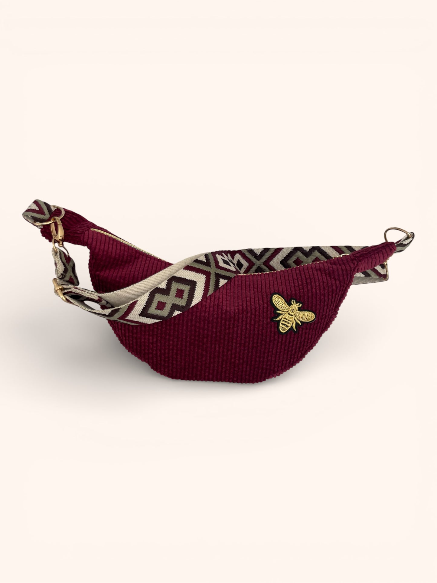 Sac Demi Lune Velours Bordeaux