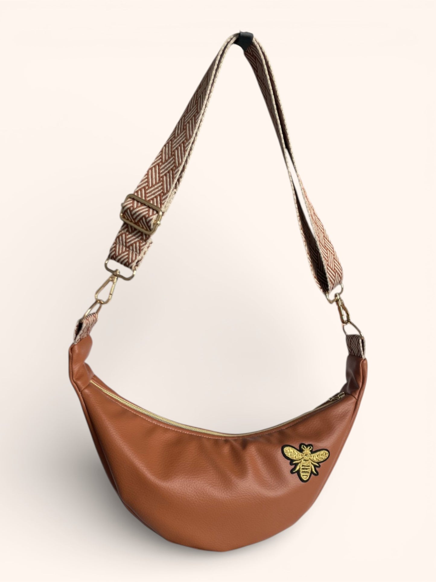 Sac Demi Lune Simili Cuir Brun