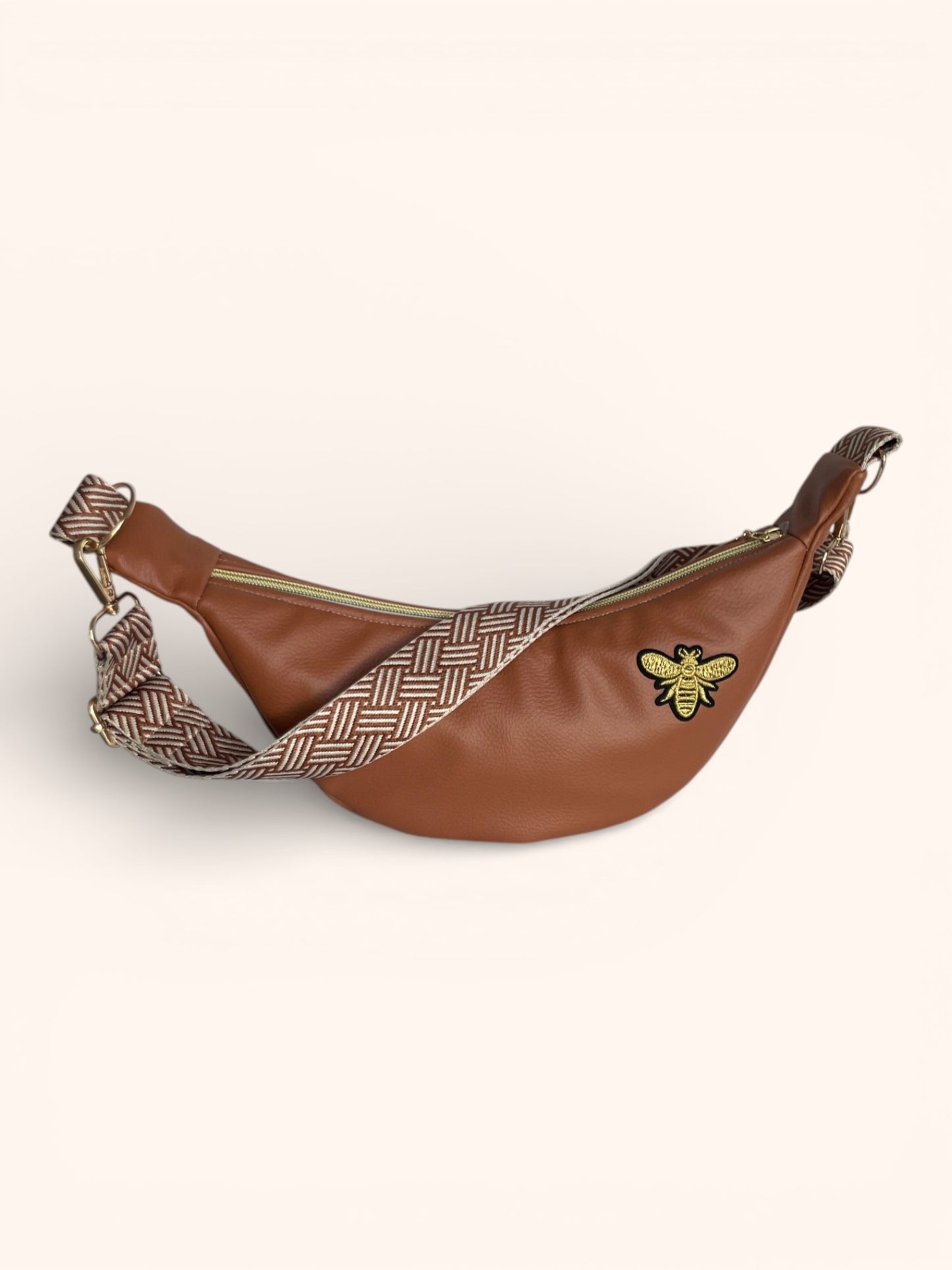 Sac Demi Lune Simili Cuir Brun