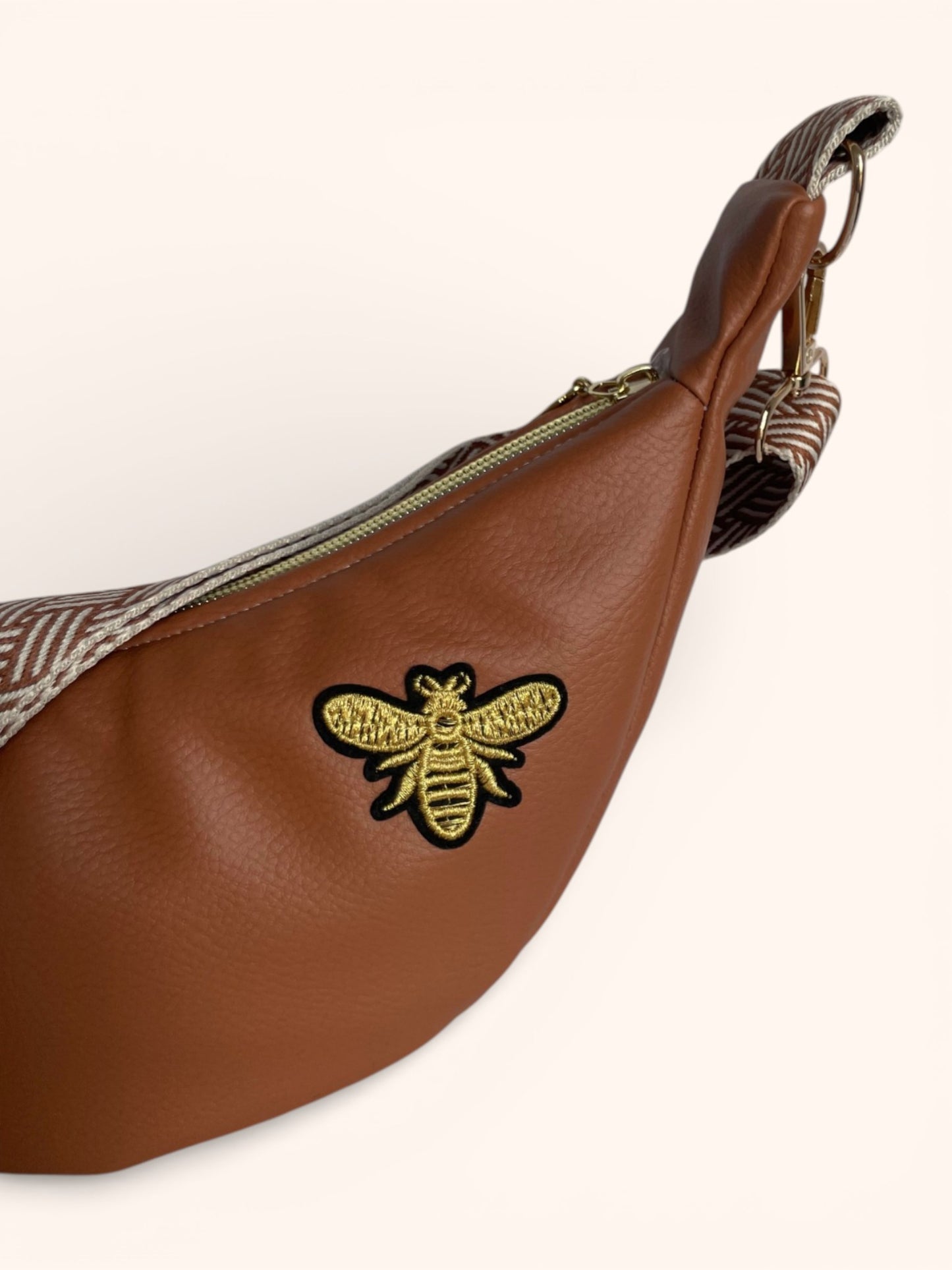 Sac Demi Lune Simili Cuir Brun