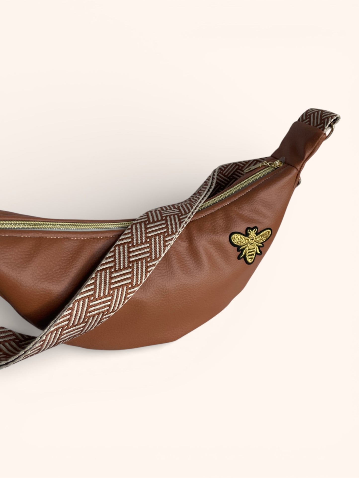 Sac Demi Lune Simili Cuir Brun