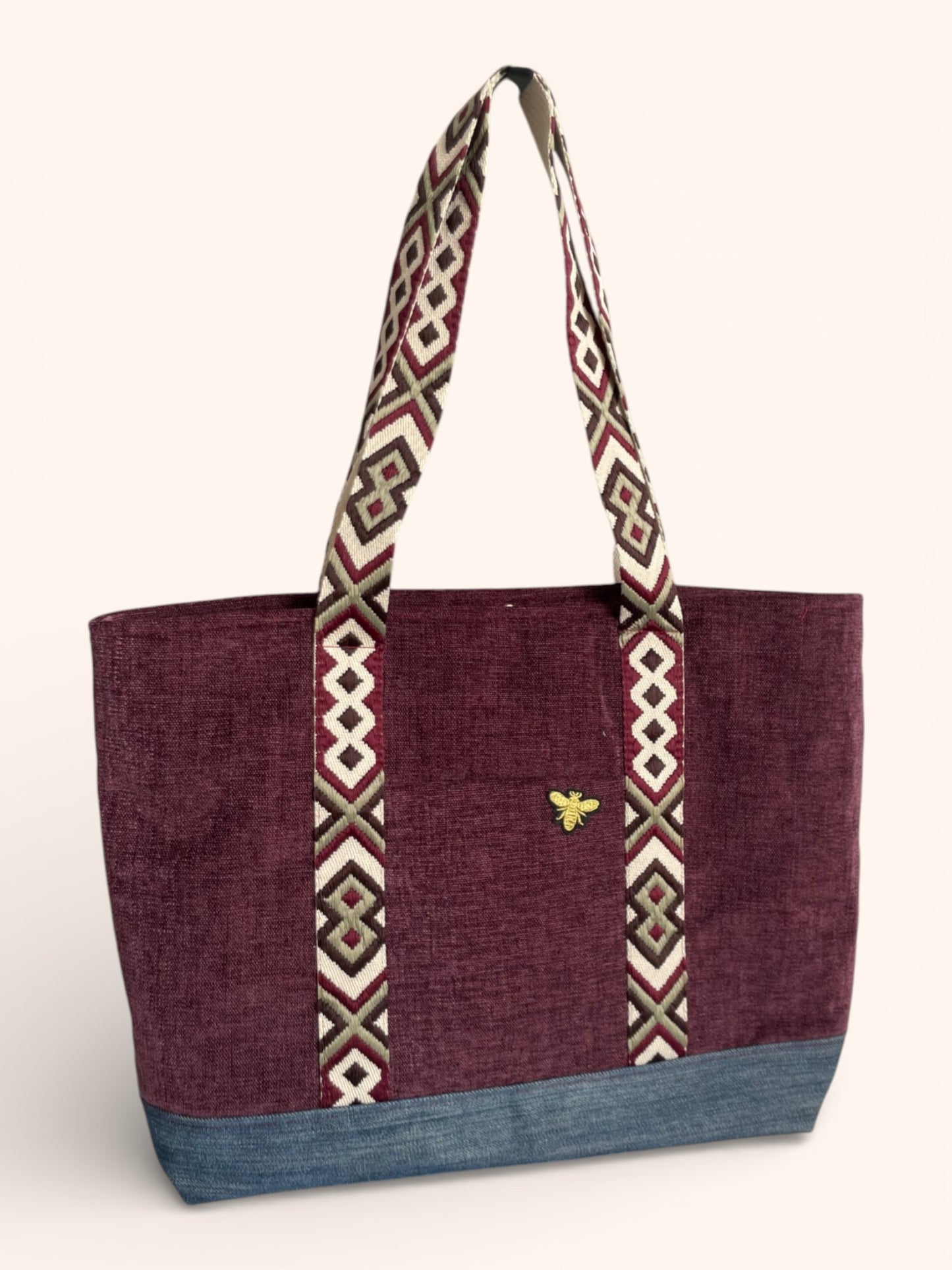 Cabas Velours lisse Aubergine