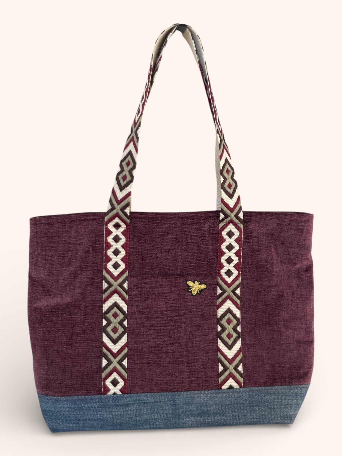 Cabas Velours lisse Aubergine