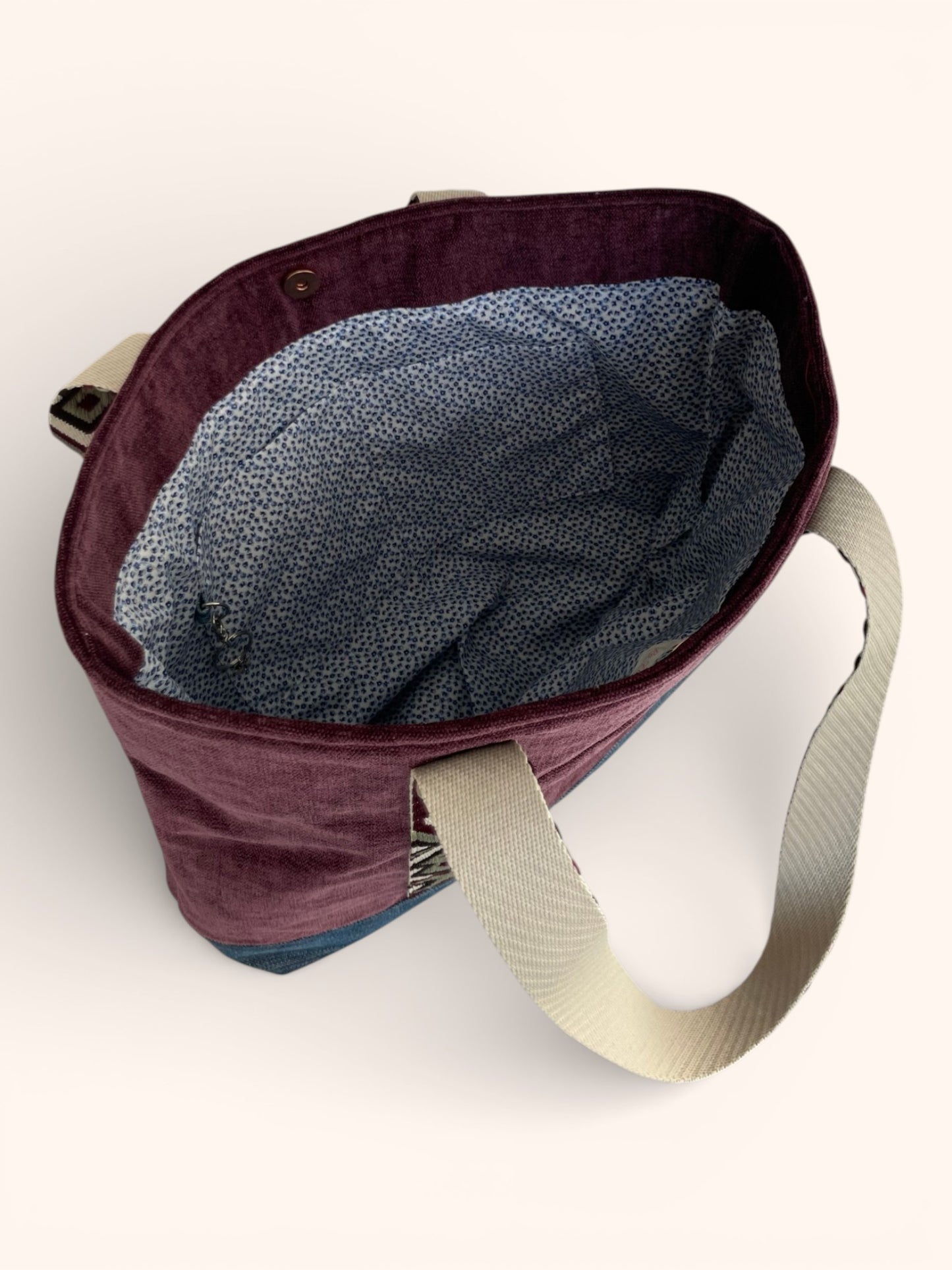 Cabas Velours lisse Aubergine