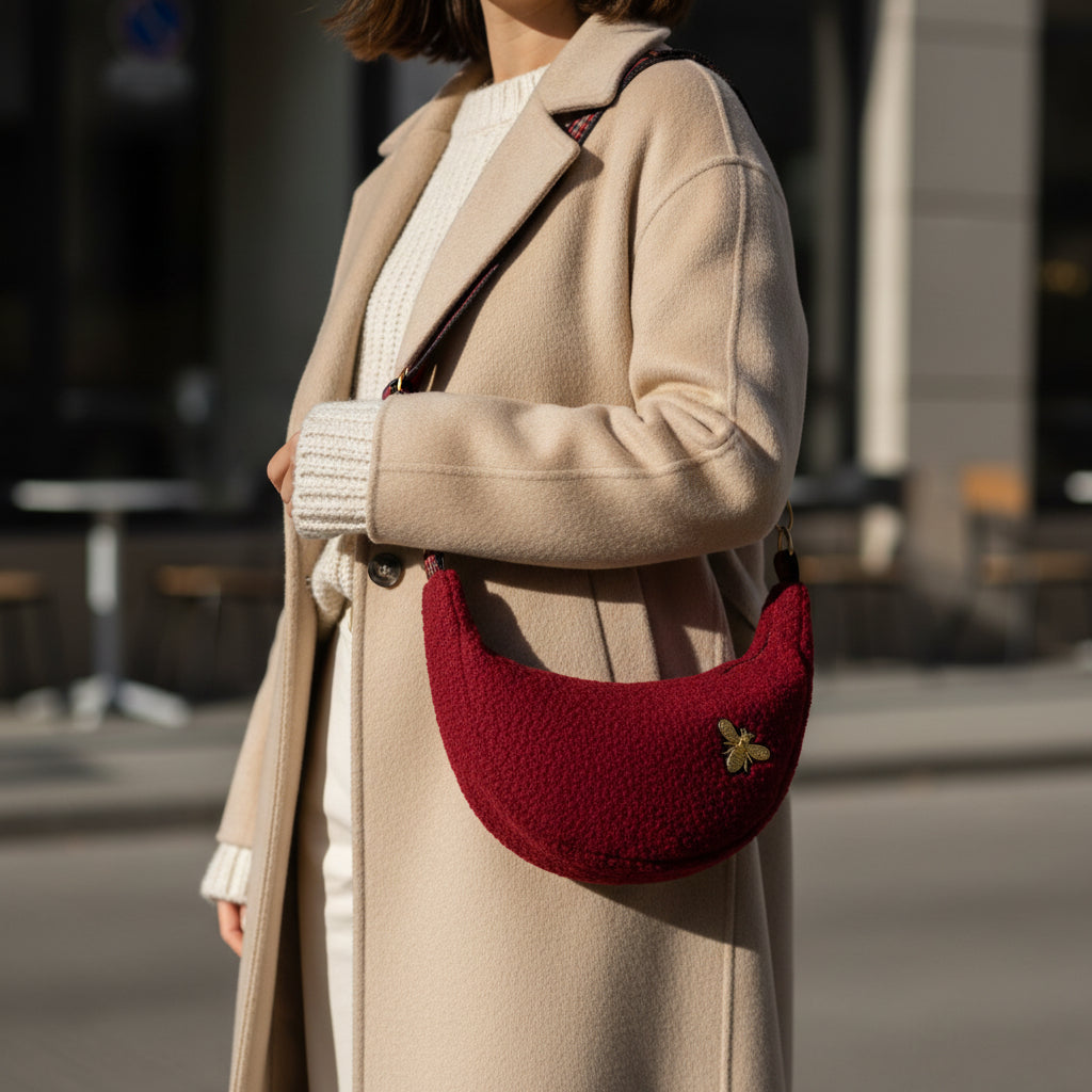 Sac Demi Lune bouclette Rouge