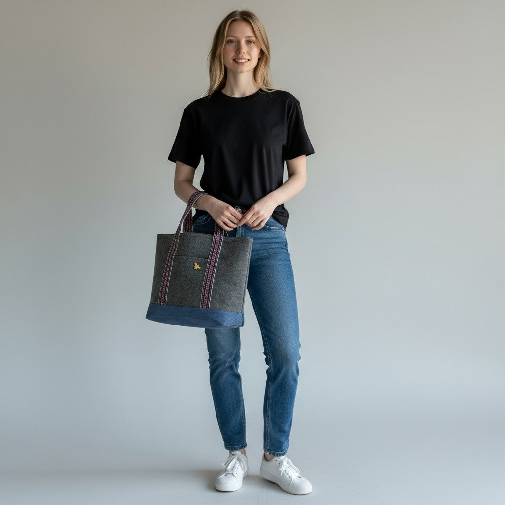 Cabas Lainage Gris Anthracite